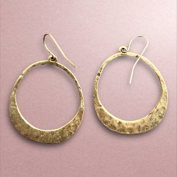 Nordstrom | Gold Hammered Dangle Hoop Earrings - Picture 1 of 4
